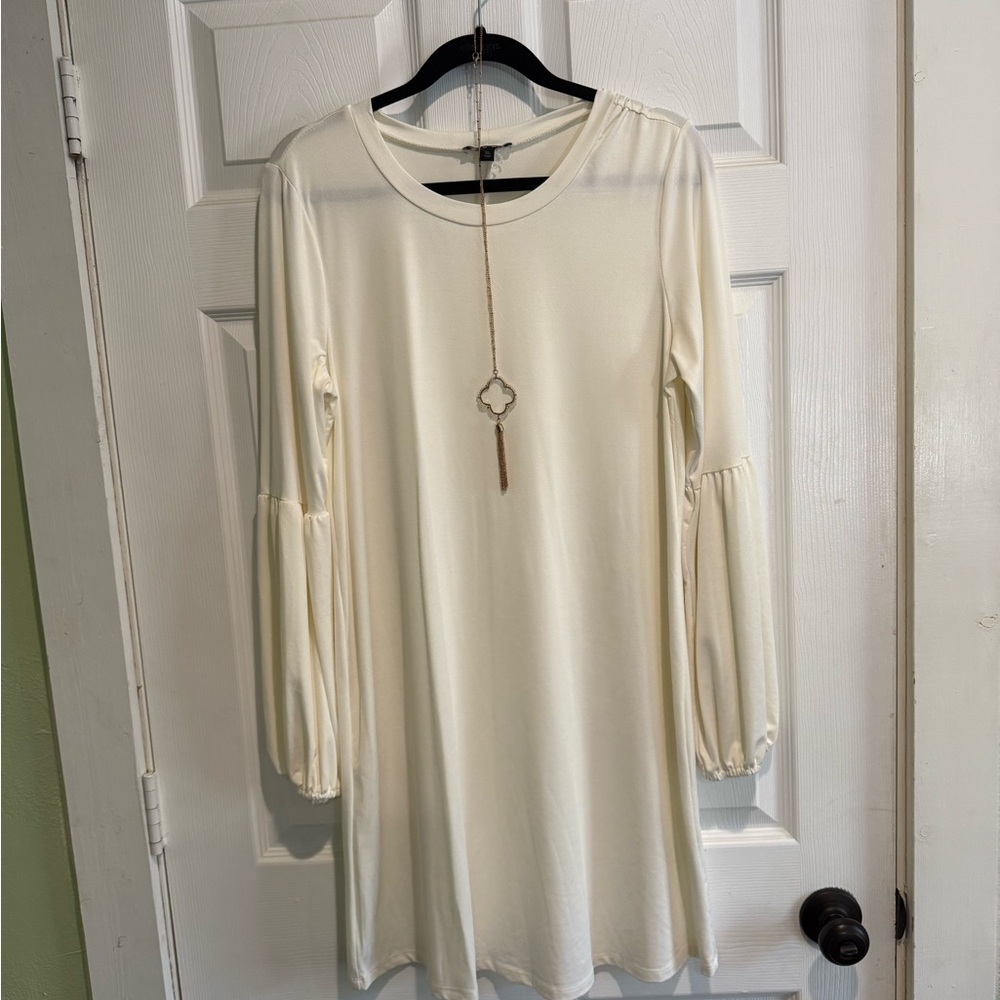 As U Wish Cream Long Sleeve Dress
